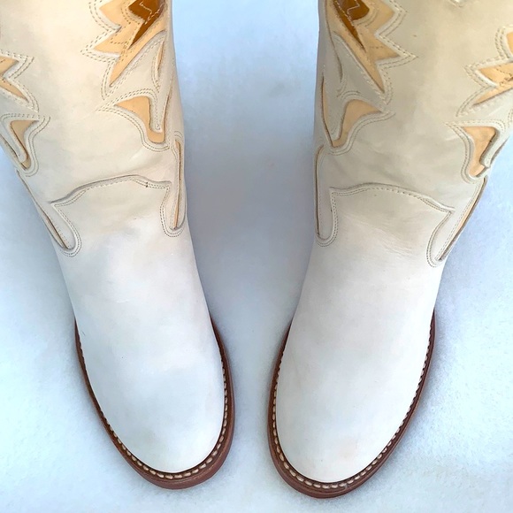 SOLD FRYE Vintage White Floral Campus Cowgirl Cowboy Western Boots Women’s 10 - Picture 8 of 13